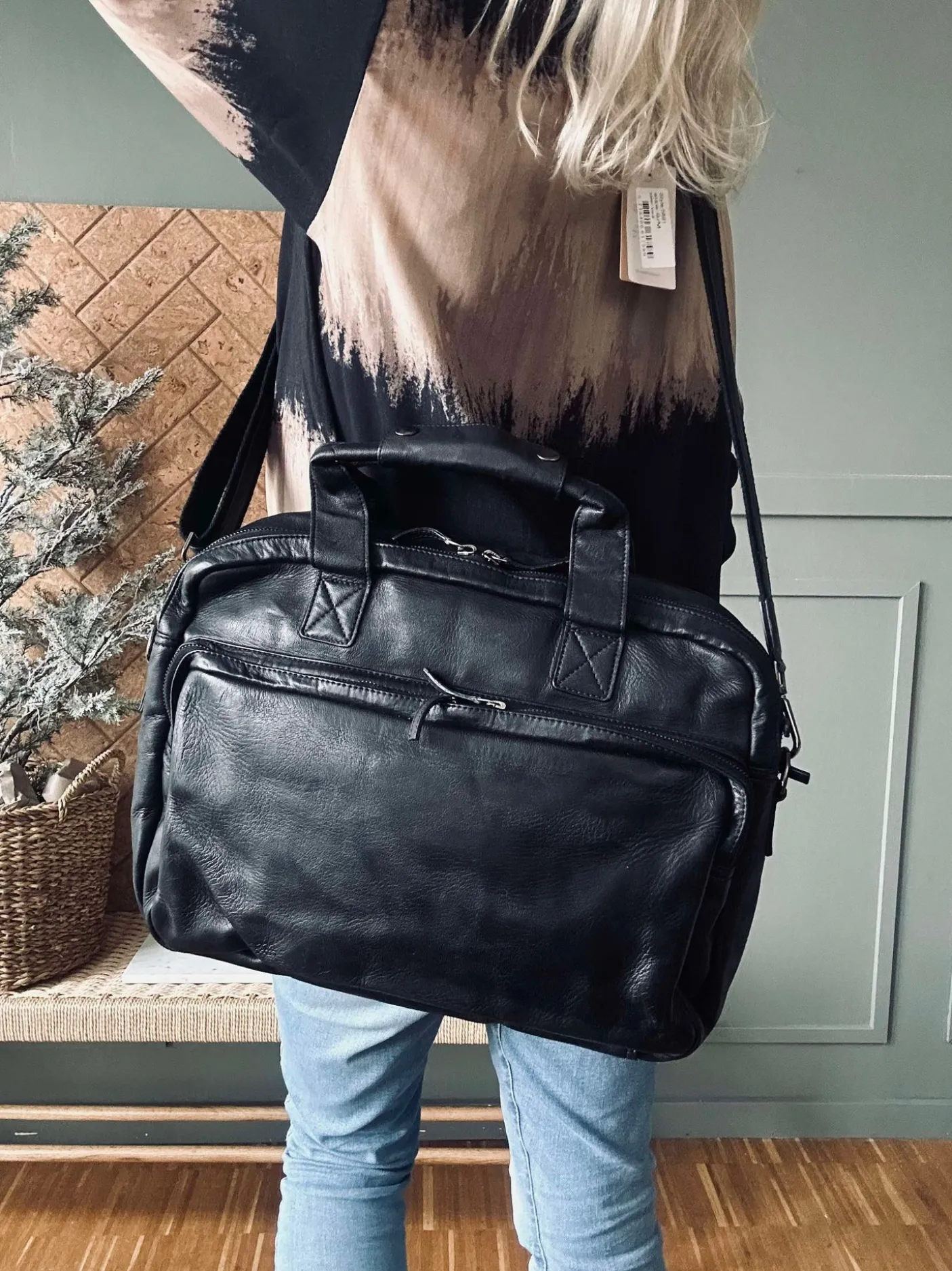 Arbejdstaske - Black Cow leather
