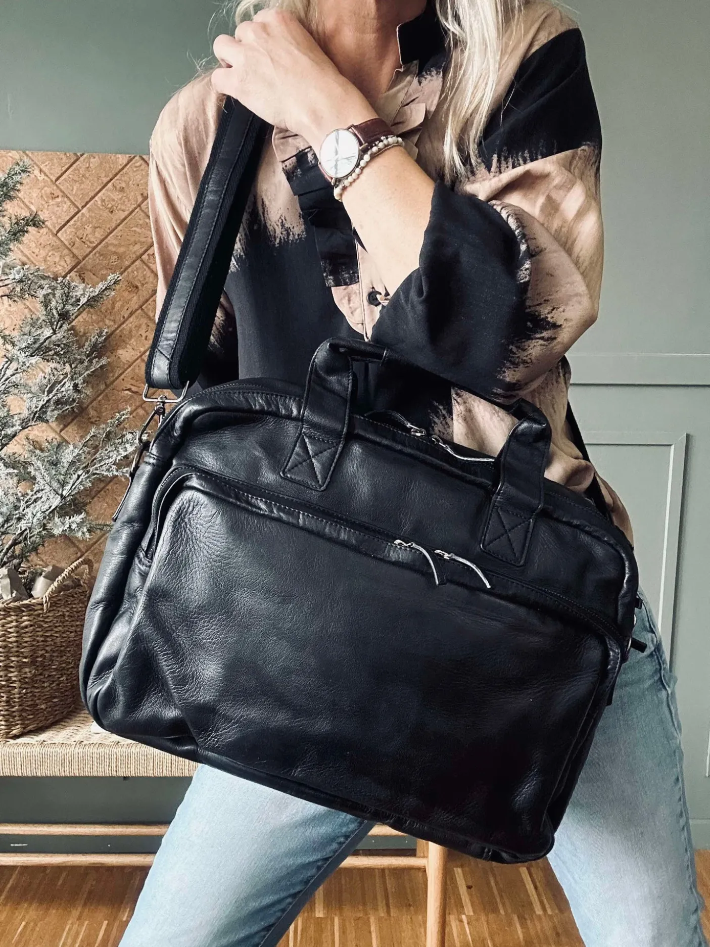 Arbejdstaske - Black Cow leather
