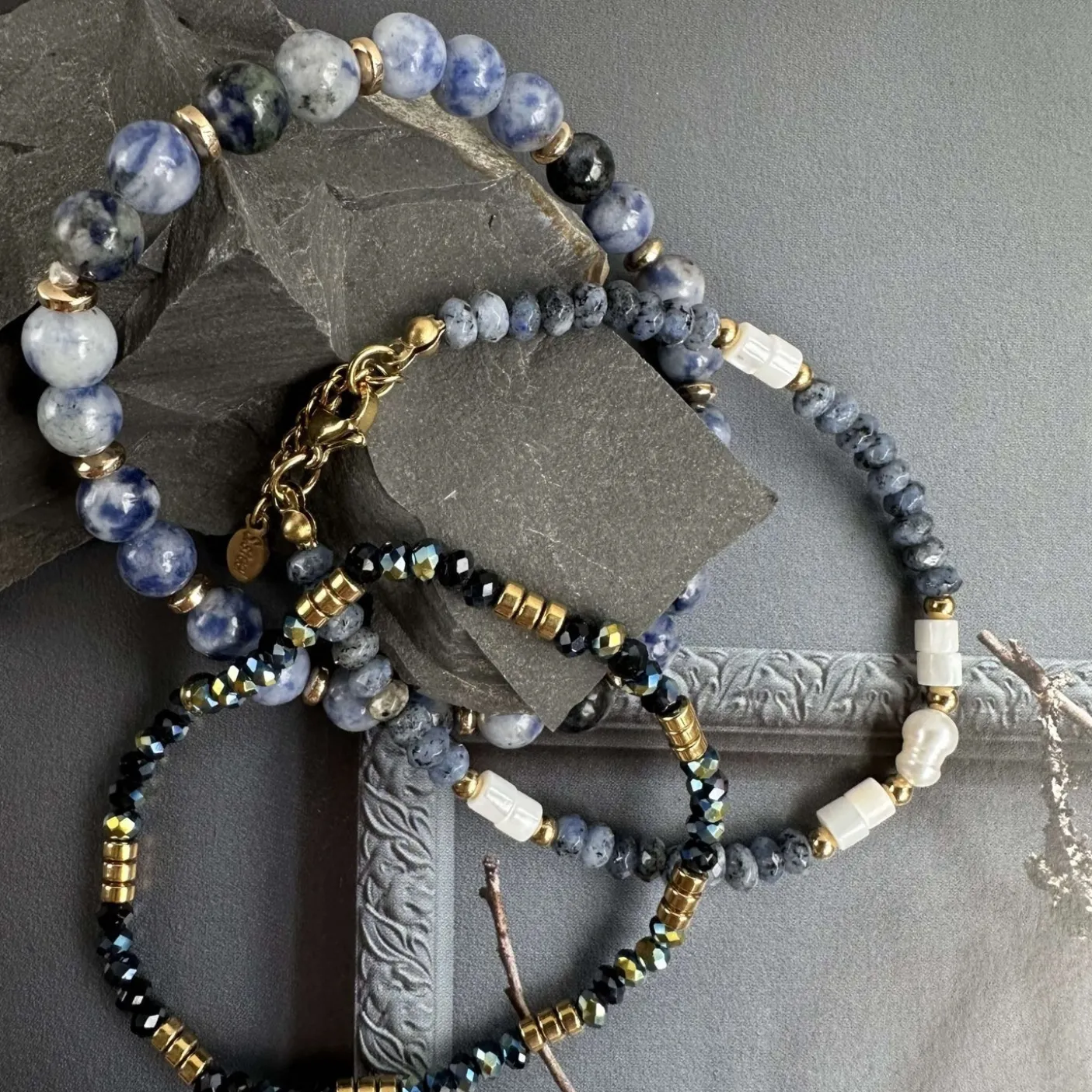 Armbånd GISELE Blue mix – Sæt med 3 stk