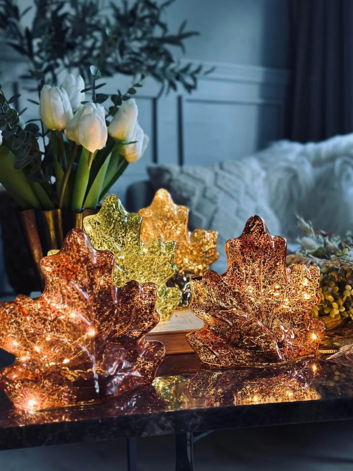 Blad med led lys og timer - Flere farver