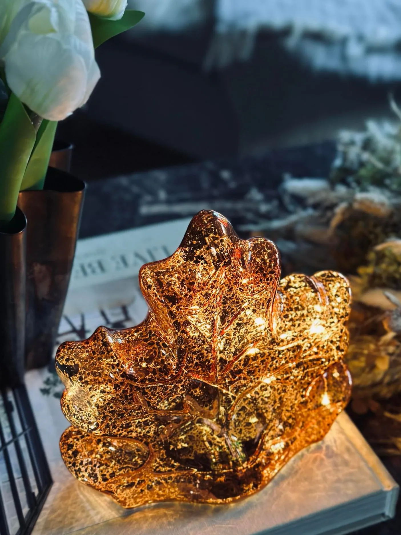 Blad med led lys og timer - Flere farver