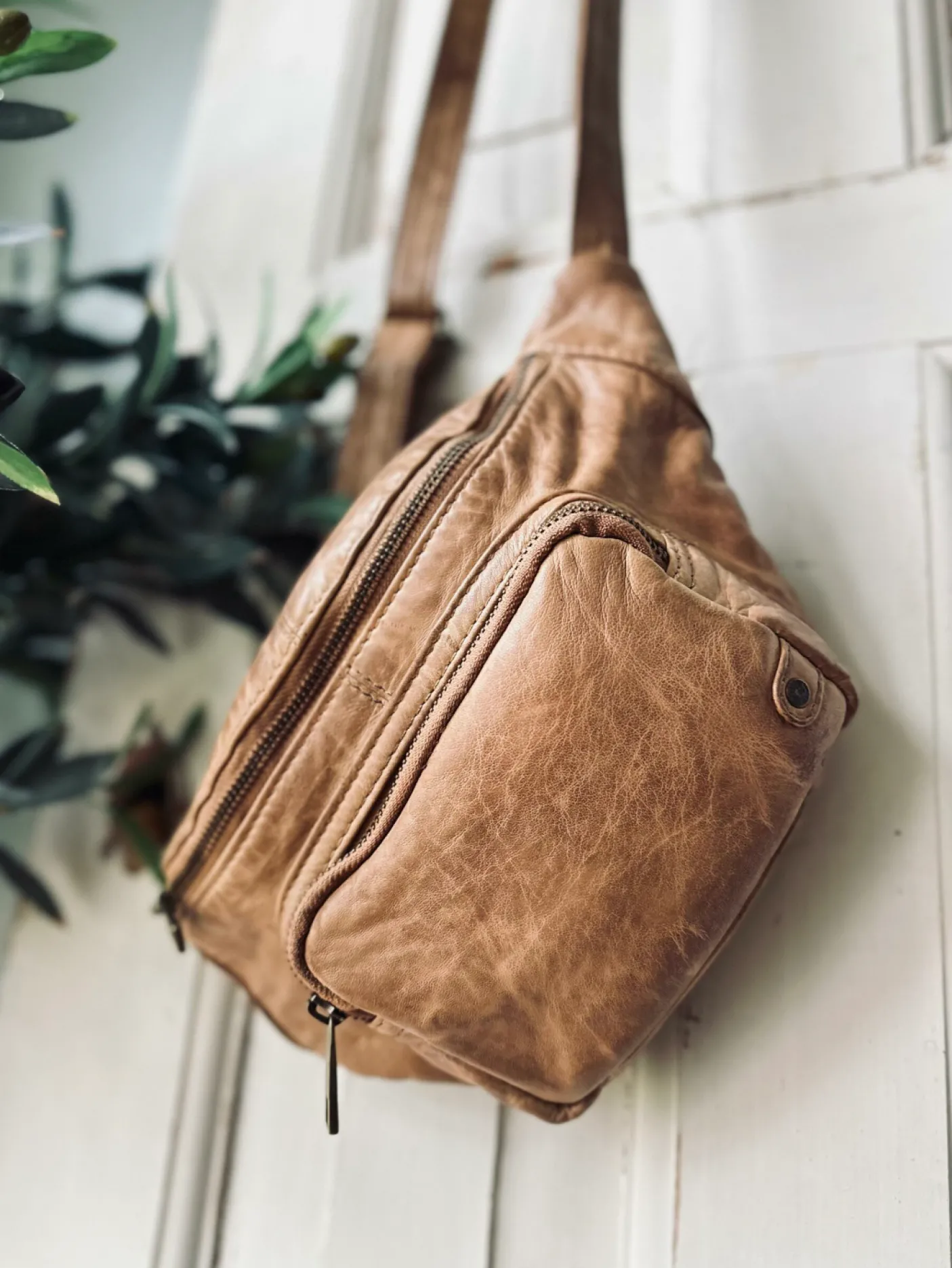 Bæltetaske i vintage look CLASSY - Camel