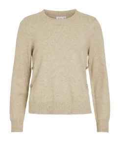 Bluse med smukke knapper - Beige