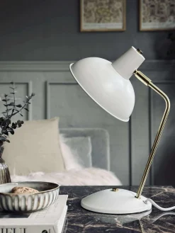 Bordlampe Retro - Hvid / guld