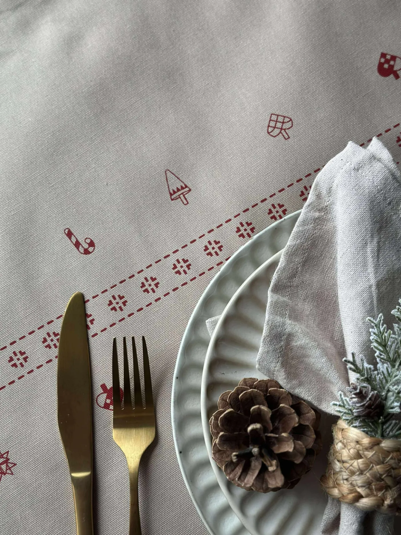 Bordløber Jul - 40x140 cm - Beige