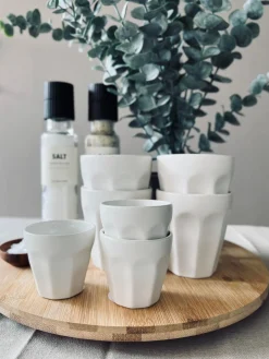 Café krus 330 ml - Hvid porcelæn 4 stk