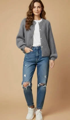 Cardigan Mohair - Grå