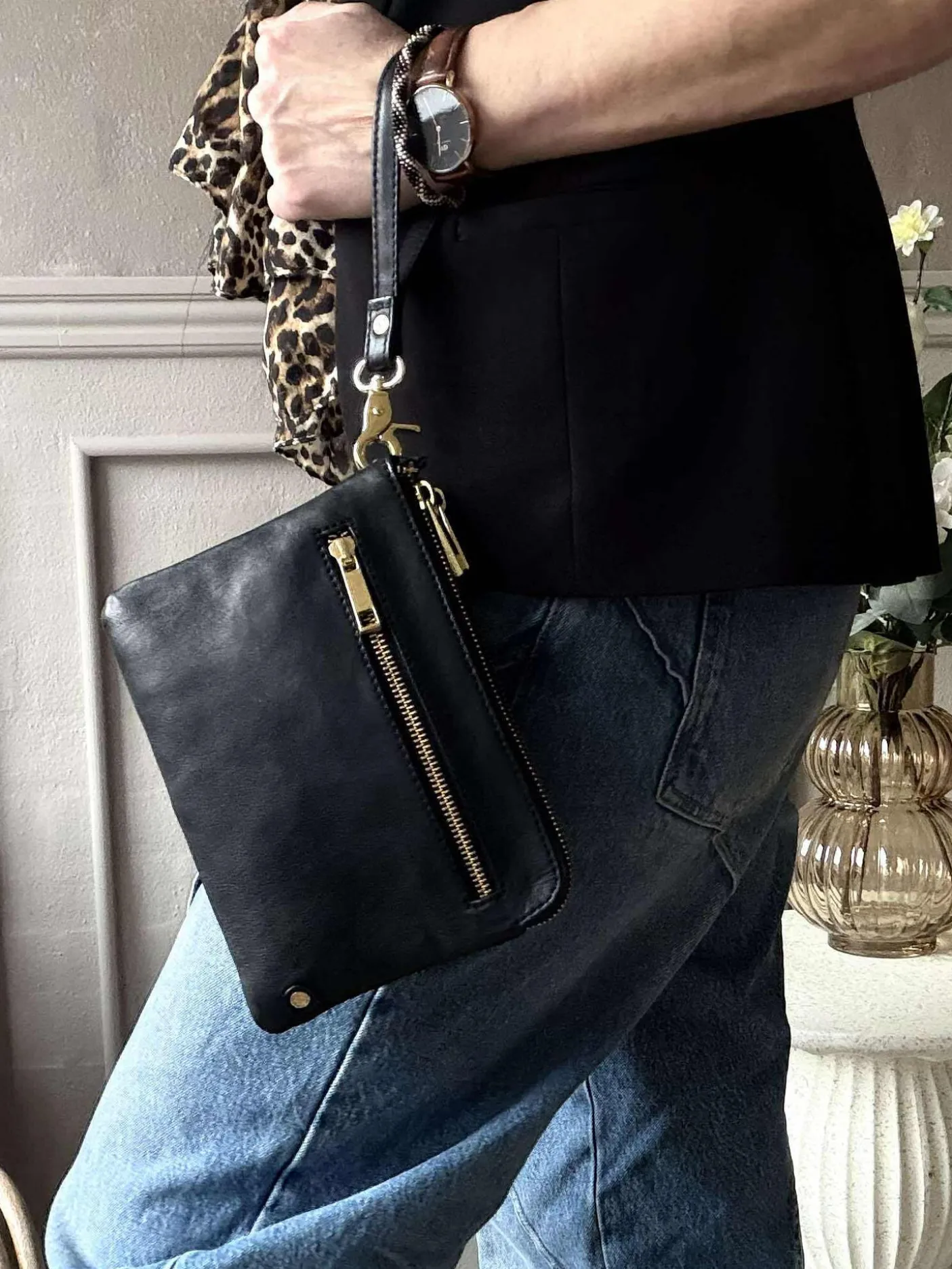 Clutch Selma- Black / gold