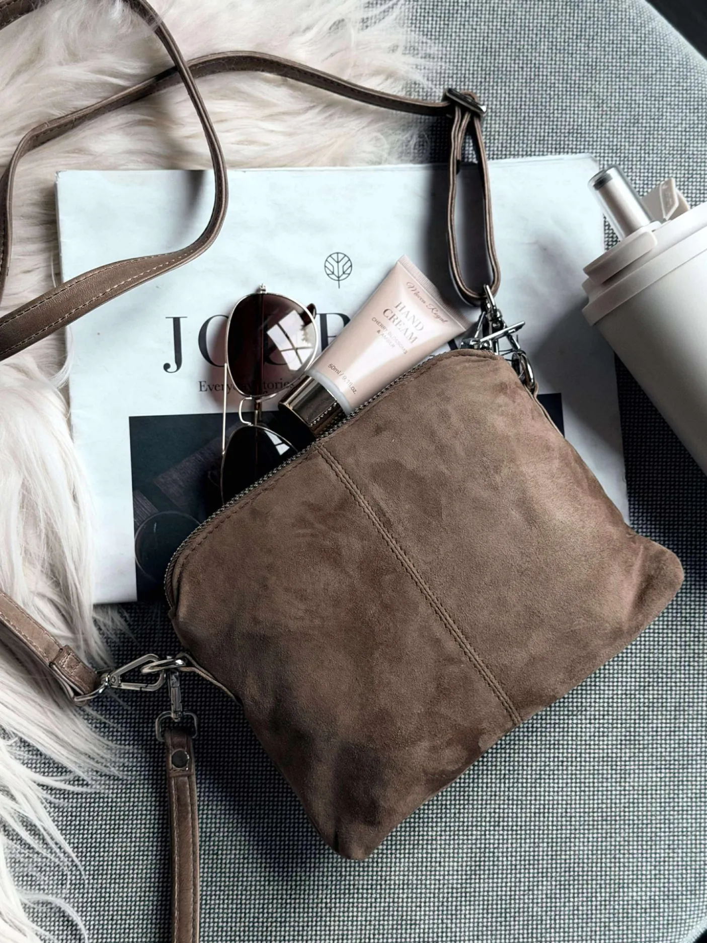 Crossbody clutch ALICE - Nude brown