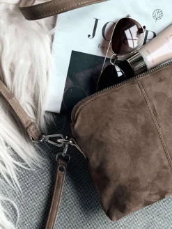 Crossbody clutch ALICE - Nude brown