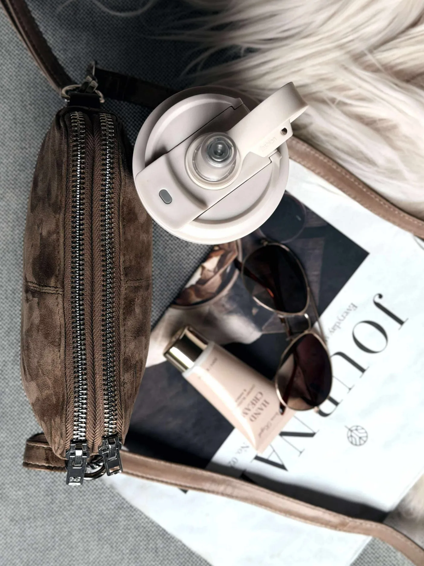 Crossbody clutch ALICE - Nude brown
