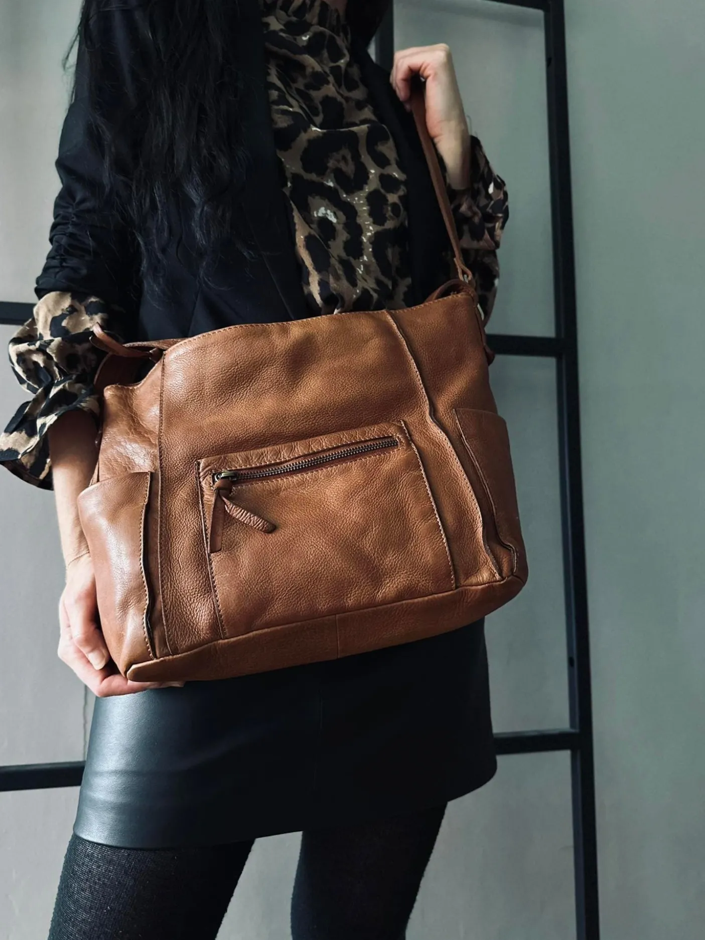 Crossbody Raw Boheme XL – Cognac