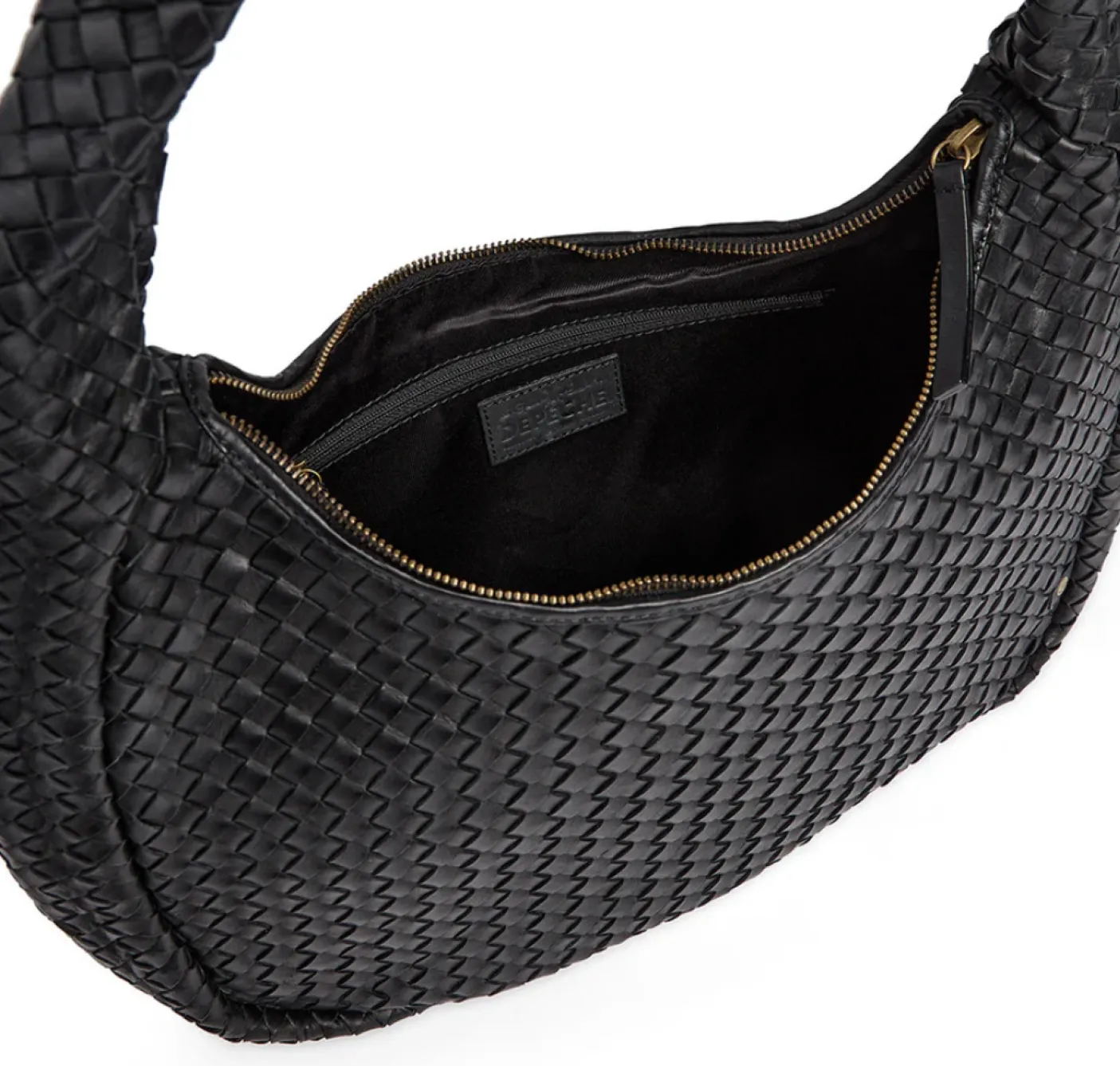 Elegant håndflettet skuldertaske - Black big
