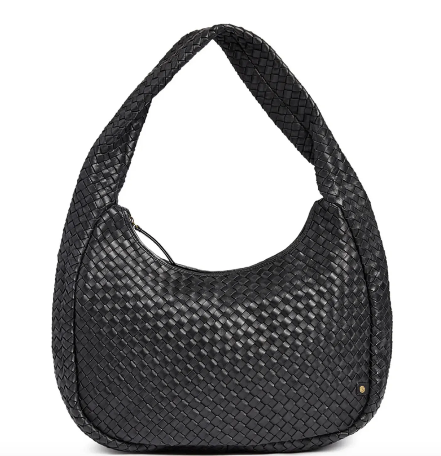 Elegant håndflettet skuldertaske - Black big