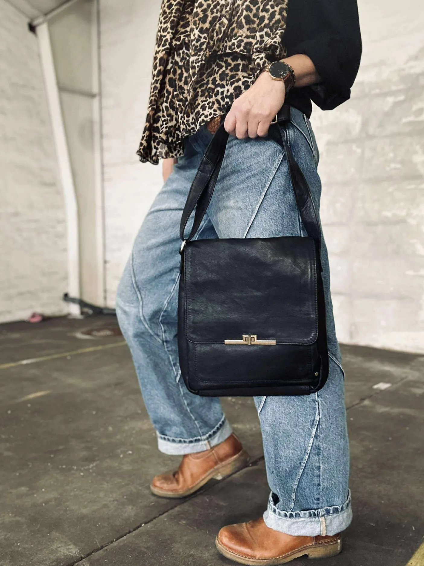 Elegant skuldertaske - Kalveskind