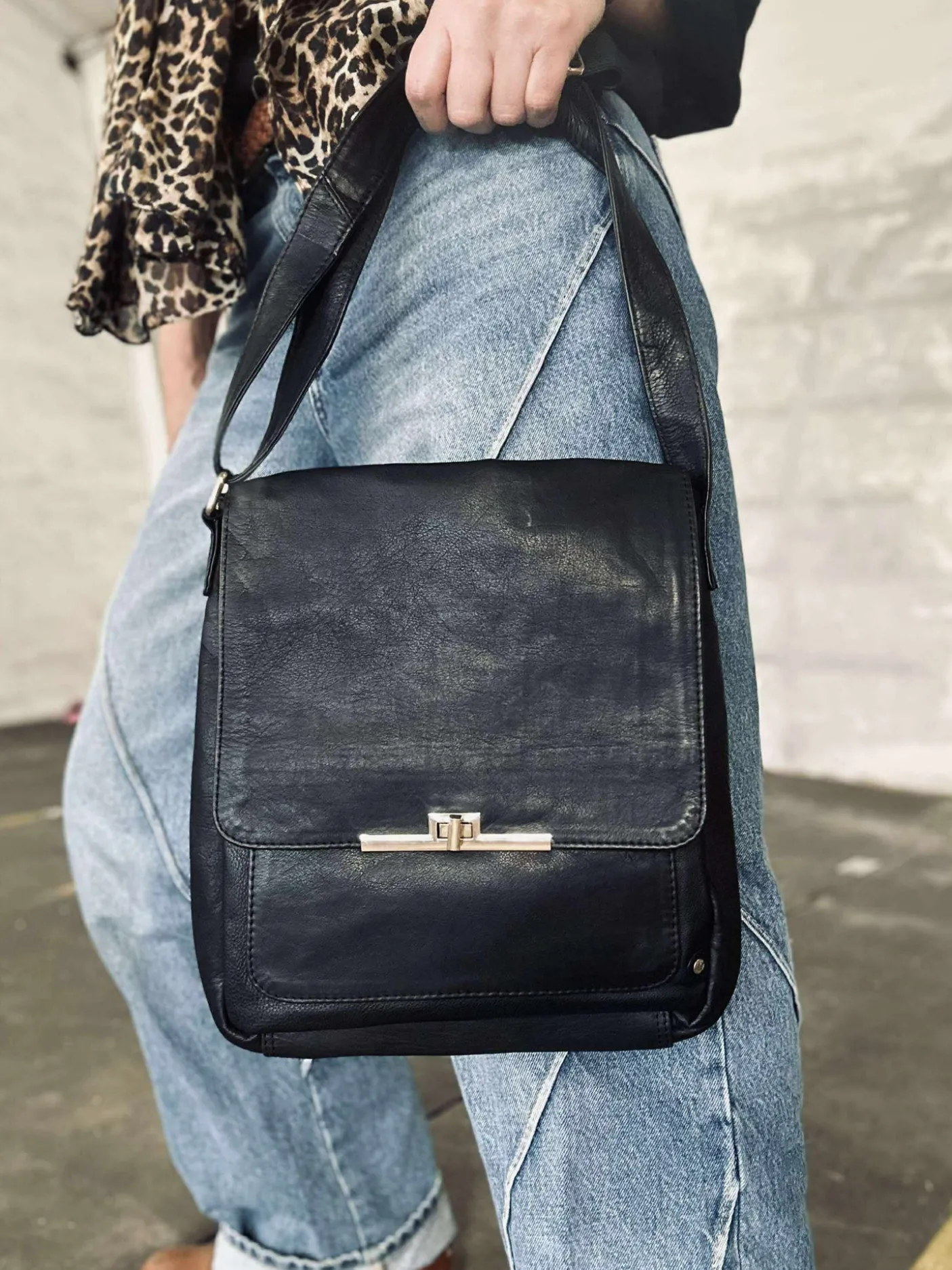 Elegant skuldertaske - Kalveskind