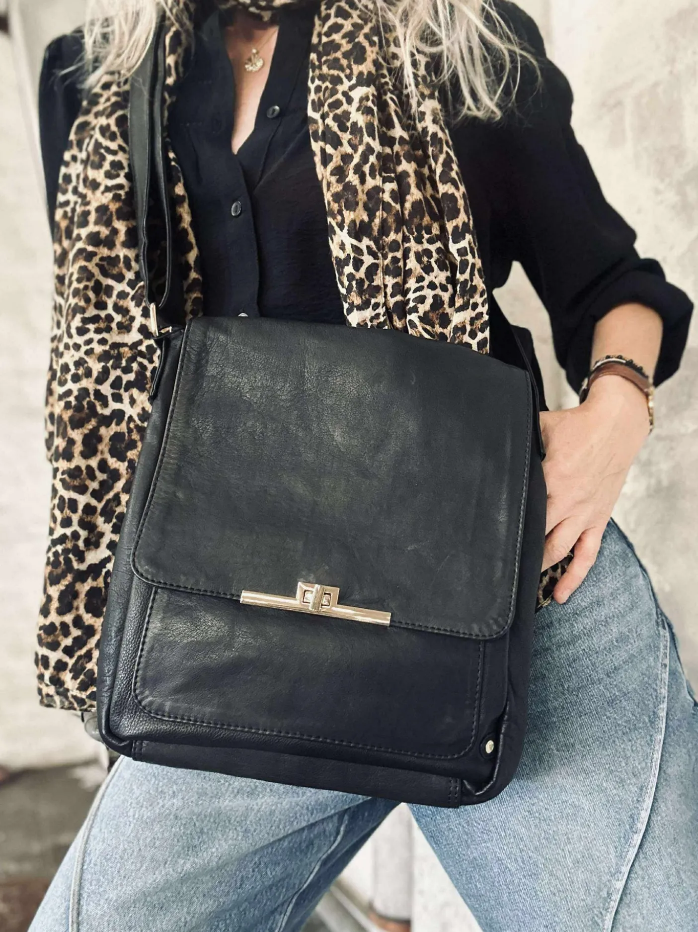 Elegant skuldertaske - Kalveskind