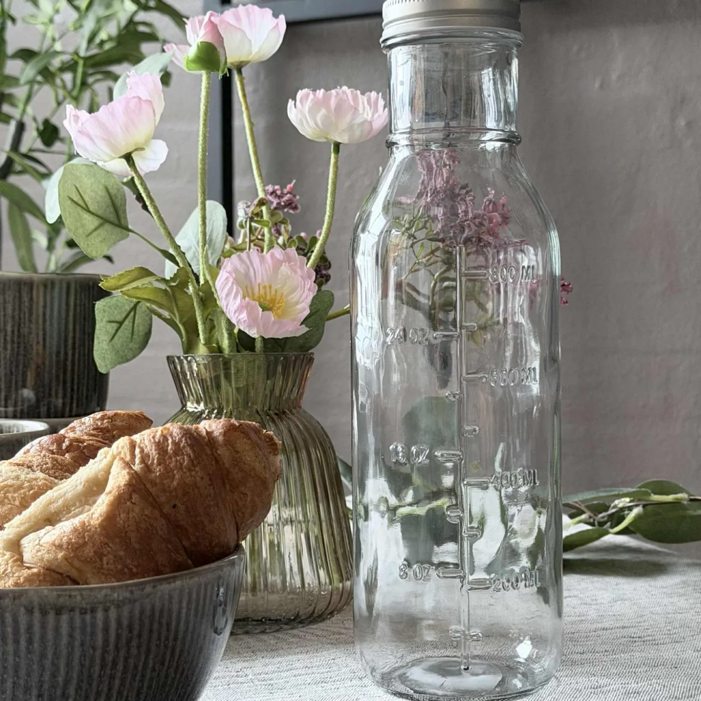 Glasflaske med Måleenheder - 1000 ml