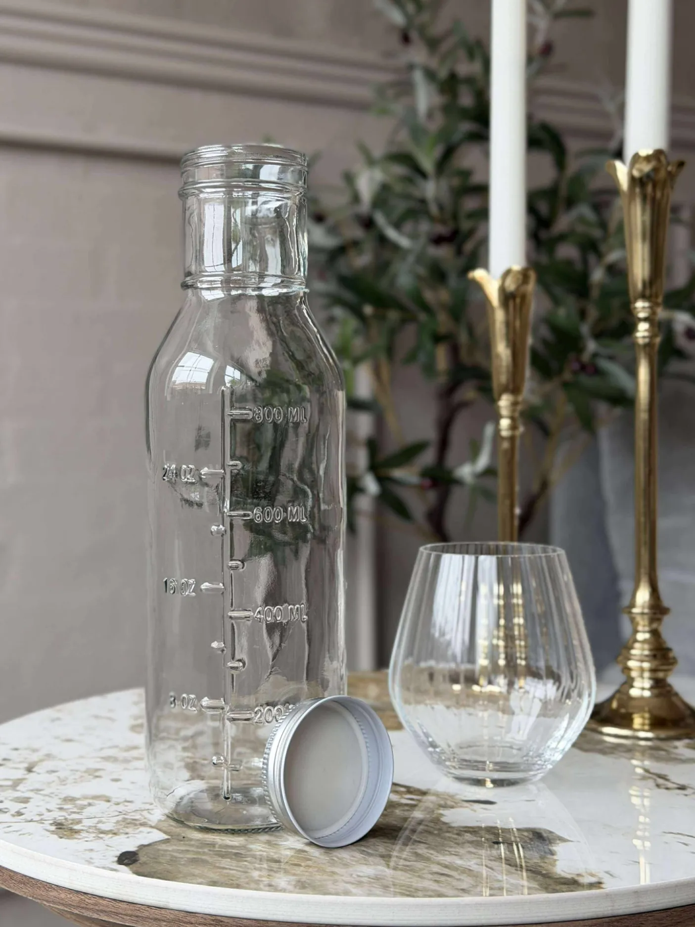 Glasflaske med Måleenheder - 1000 ml