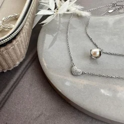 Halskæde Irina Sterling Silver - Hjerte m. Zirkoner