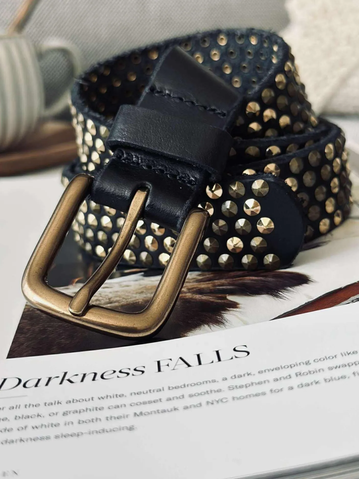 Jeans bælte med nitter - Black / gold
