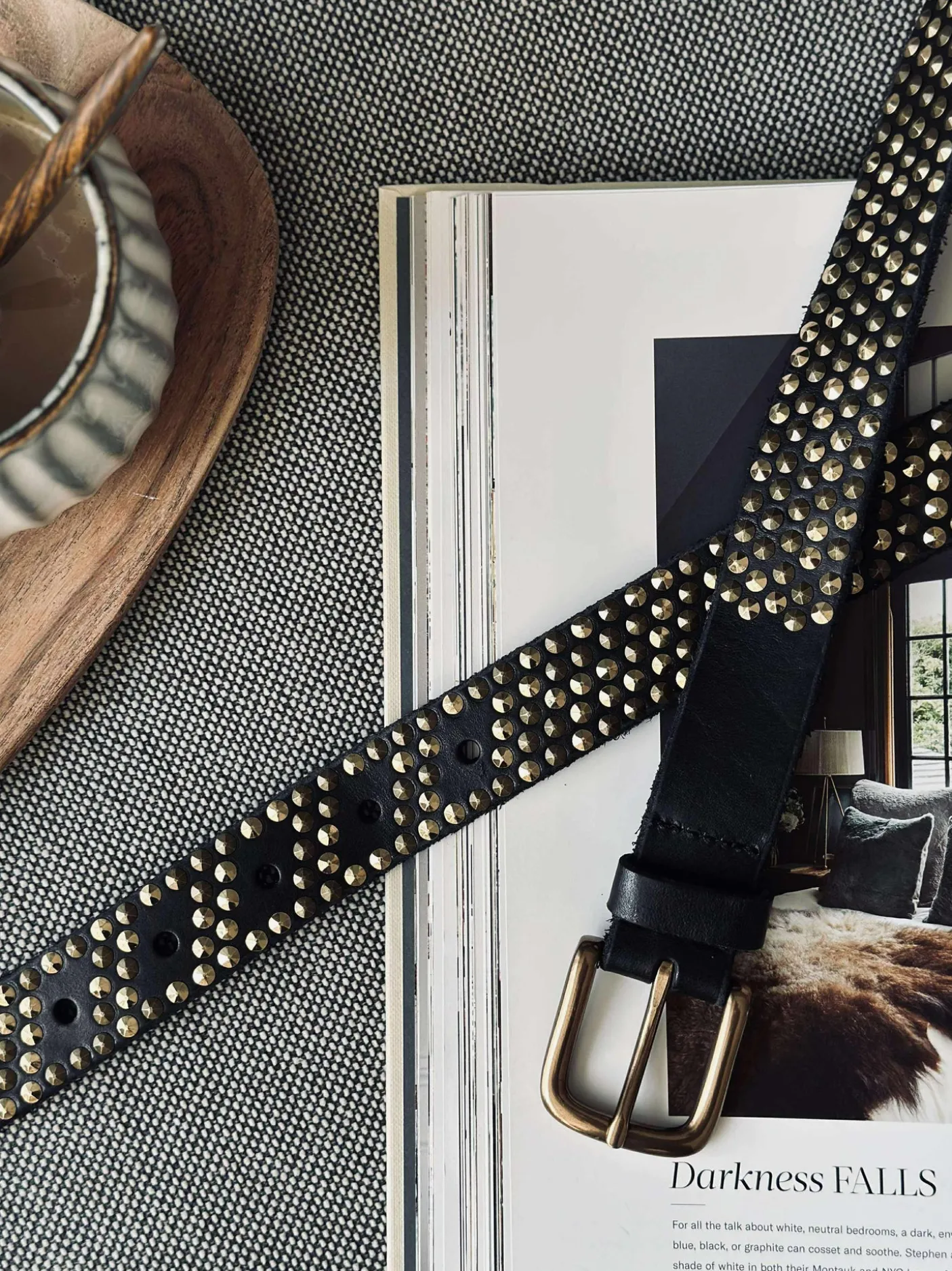 Jeans bælte med nitter - Black / gold