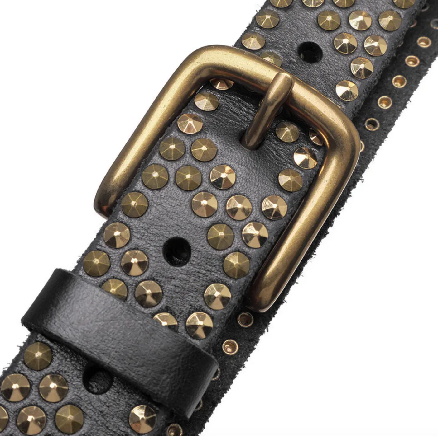 Jeans bælte med nitter - Black / gold