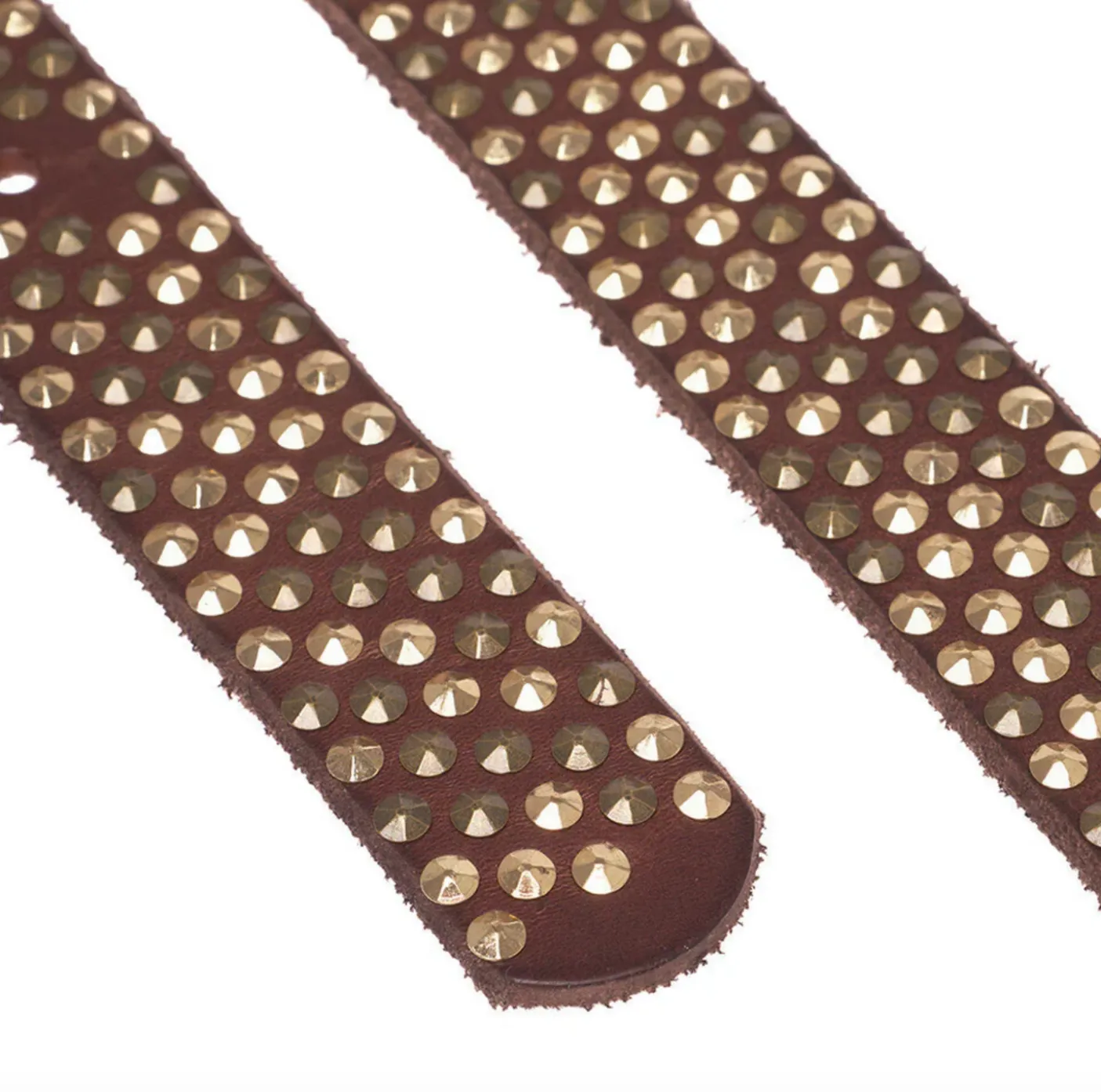 Jeans bælte med nitter - Brown/ gold