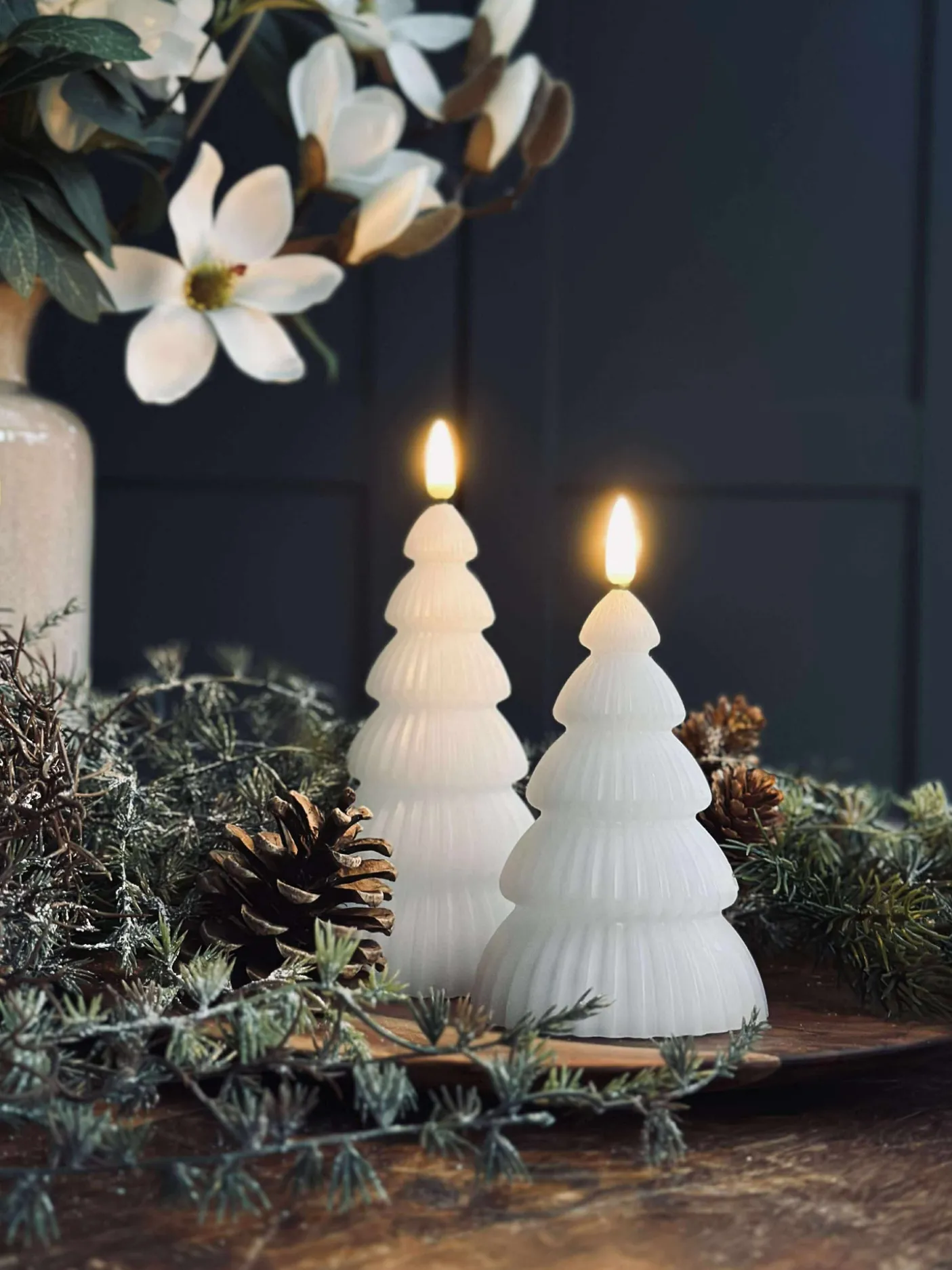 Juletræ med led lys - Sæt med 2 stk. Hvid
