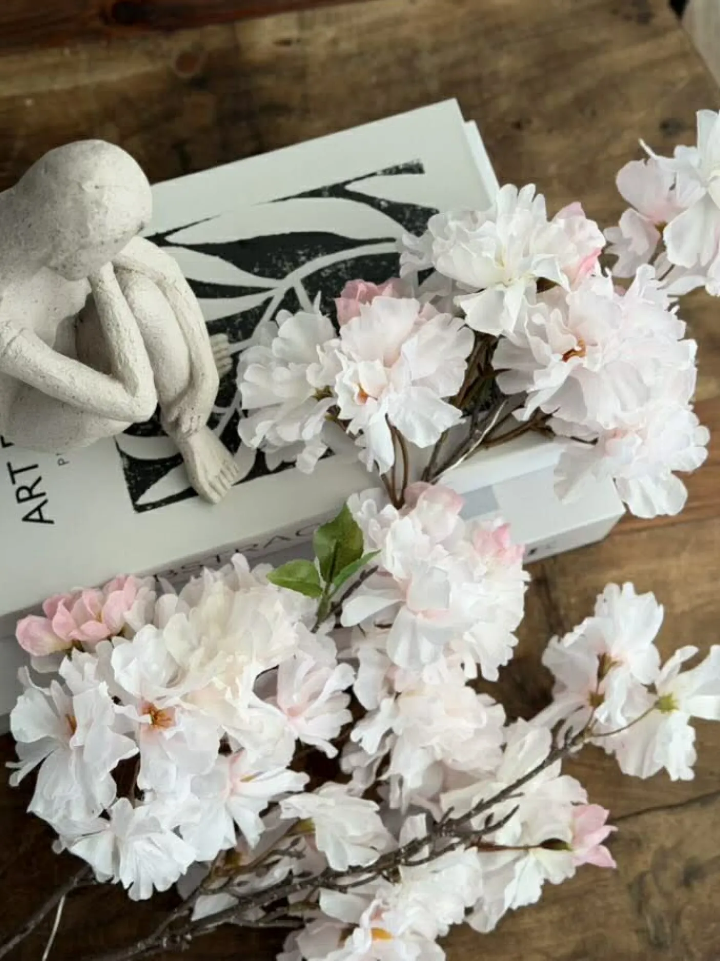 Kirsebærgren med lys - Rosa / hvid