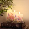 LED bloklys Blomster – Sæt m. 3 stk og fjernbetjening