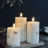 LED bloklys FLOWER – Sæt m. 3 stk og fjernbetjening
