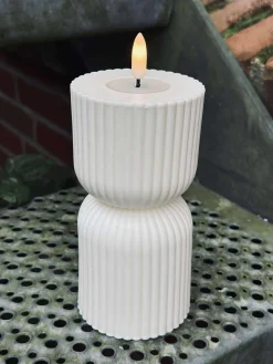 LED Bloklys Hvid timeglas - Udendørs