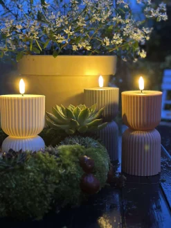 LED Bloklys Hvid timeglas - Udendørs