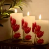 LED bloklys Tulipaner – Sæt m. 3stk og fjernbetjening