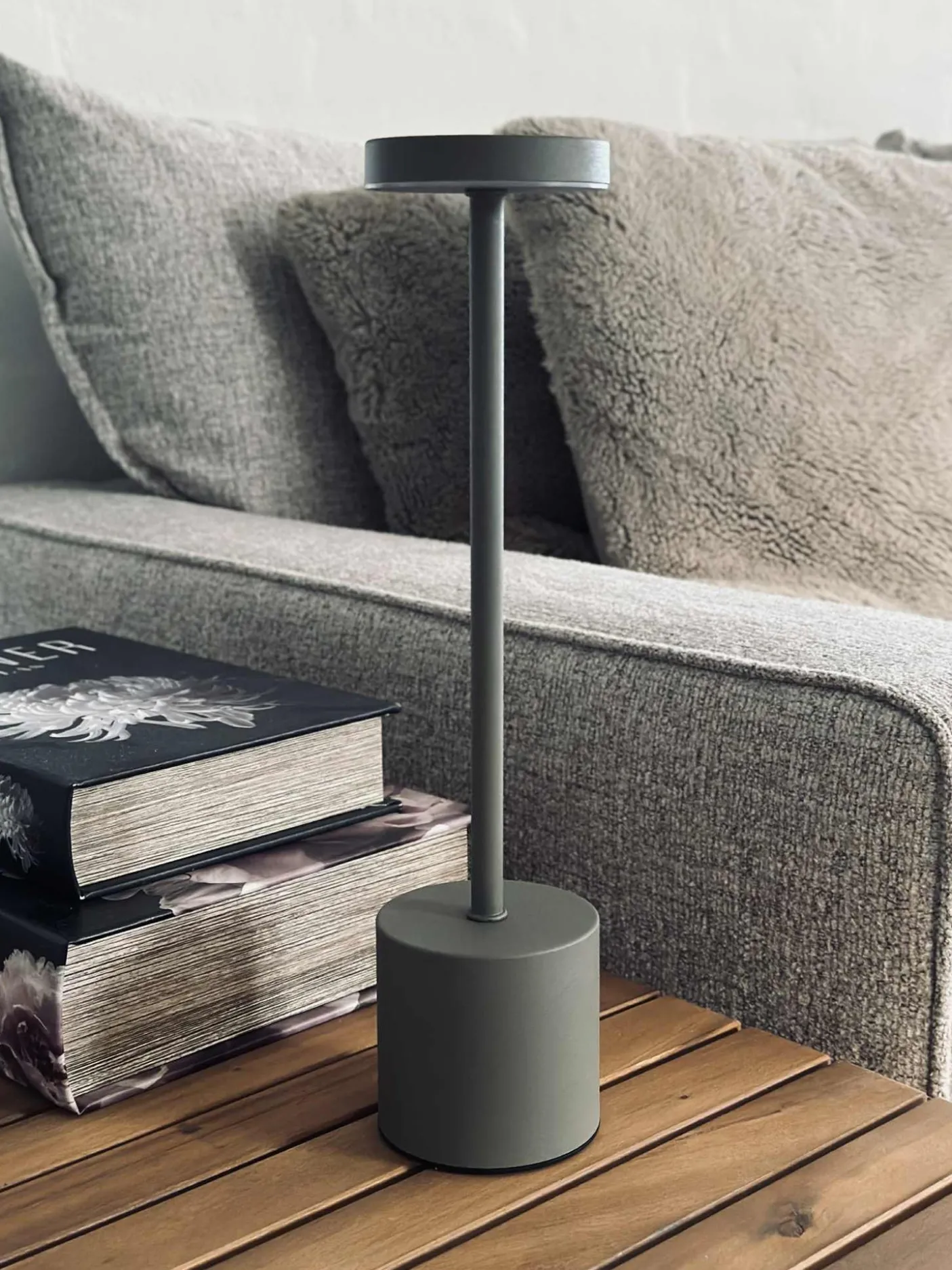 LED bordlampe KELLY Taupe - genopladelig