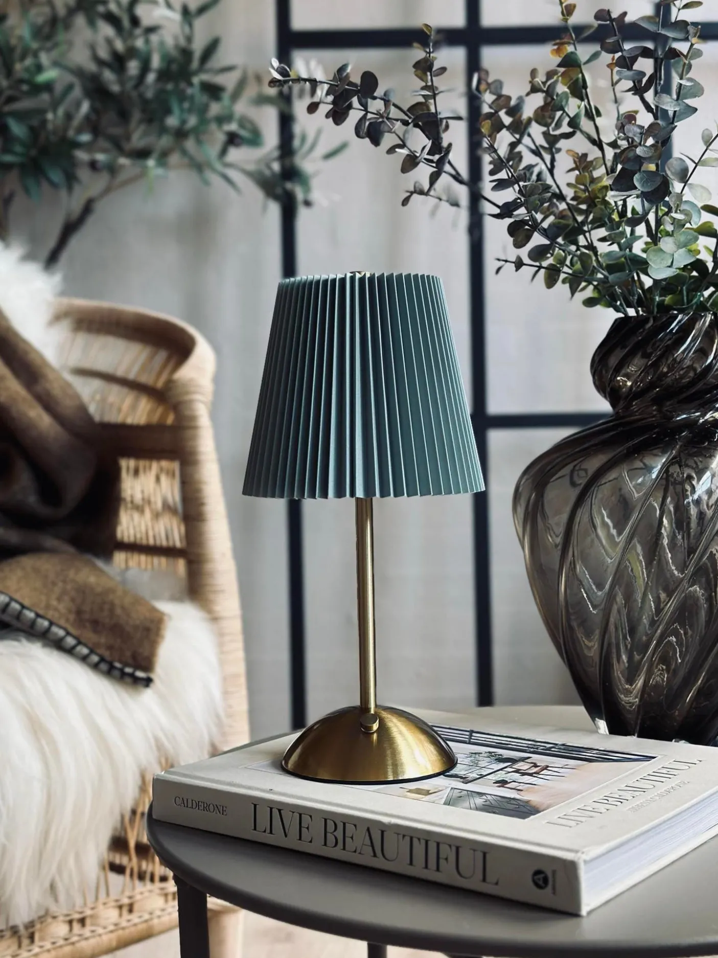LED bordlampe Large Plisse´ - genopladelig