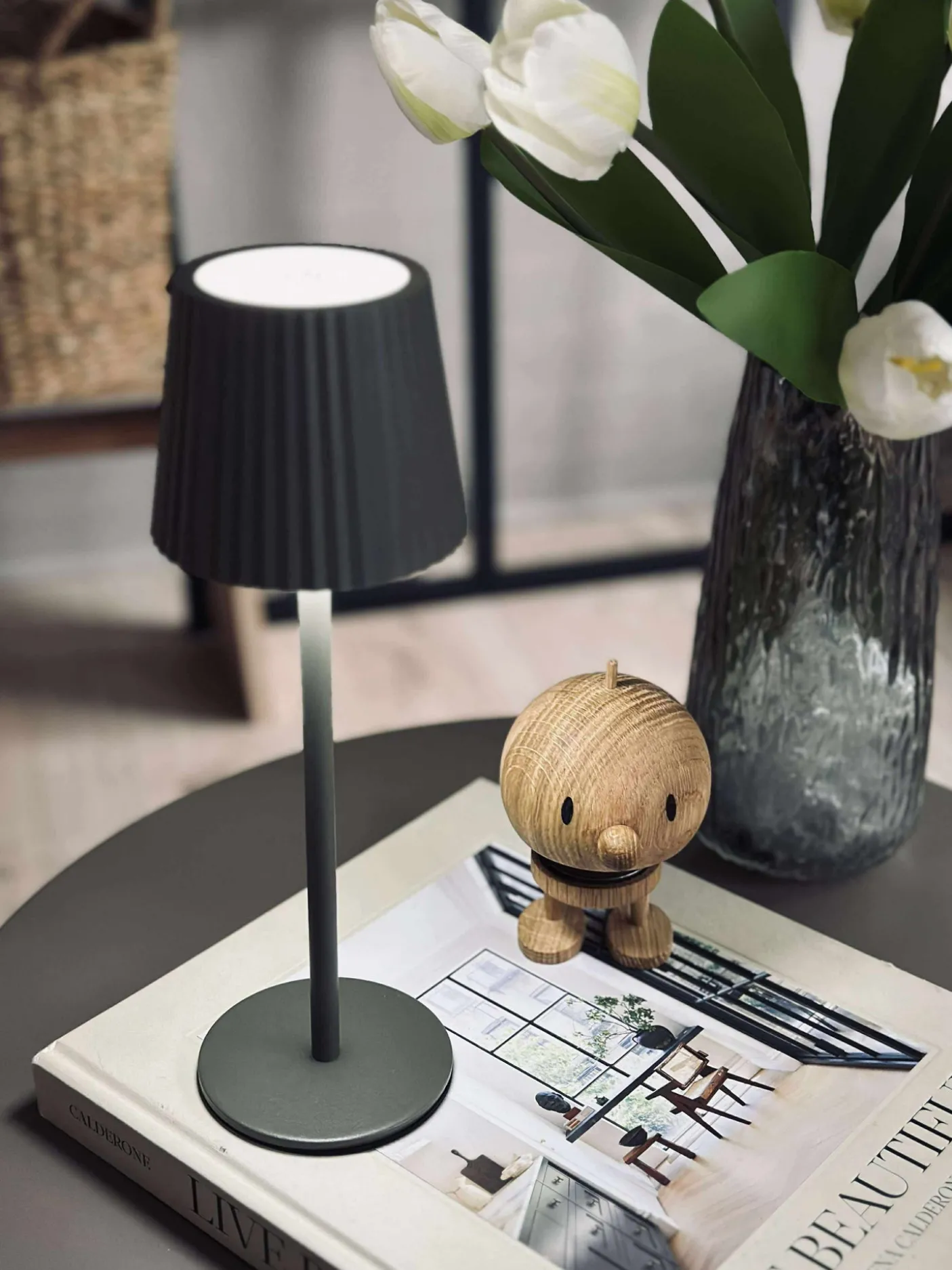 LED bordlampe MILLA Taupe - genopladelig
