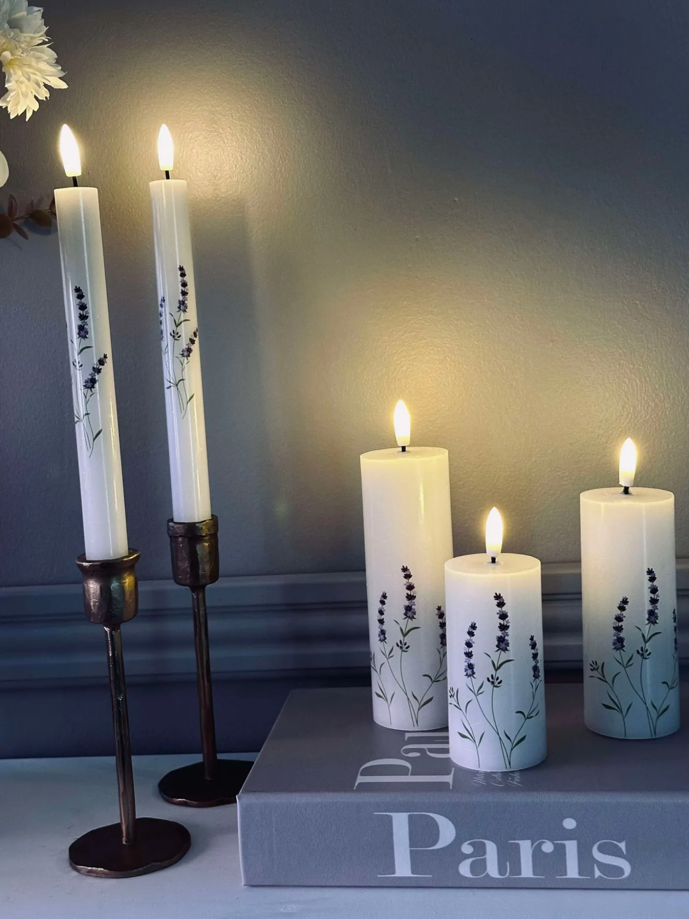 LED FLORA Lavendel – Sæt med 3 stk og fjernbetjening