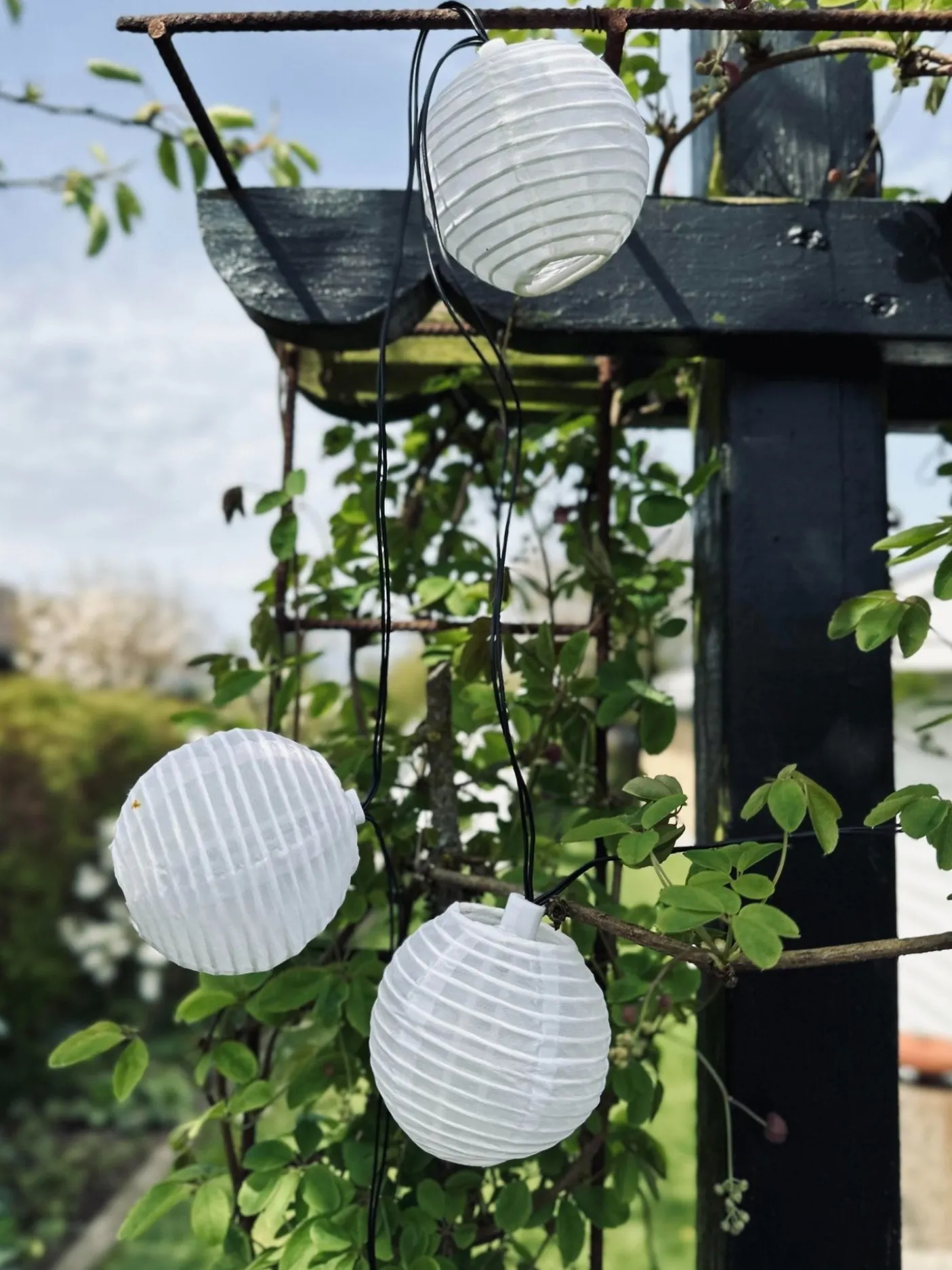 Led solcelle lyskæde, 10 hvide kugler