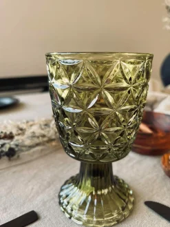 Lysestage Pokal - Grøn glas