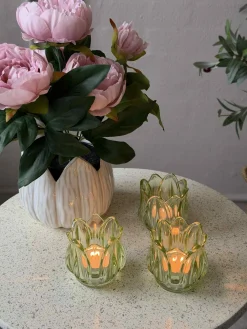 Lysestager Tulipan 3stk. - Grøn