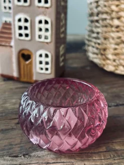 Lysestage til fyrfadslys Diamond - Pink