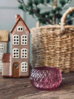 Lysestage til fyrfadslys Diamond - Pink