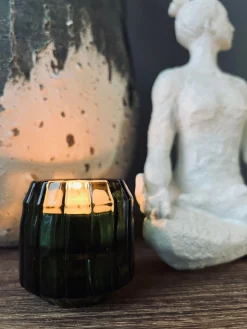 Lysestage - Vendbar grønt glas