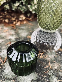 Lysestage - Vendbar grønt glas