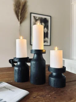 Lysestage wood til bloklys 20cm