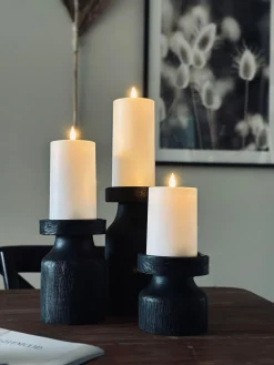 Lysestage wood til bloklys 20cm