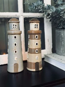 Lyshus Keramik - Fyrtårn Beige strib