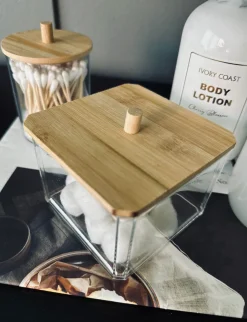 Makeup organizer - Akryl med bambuslåg